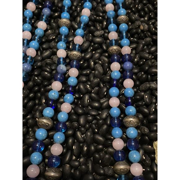 Native Sterling Silver Navajo Pearl Multi-Strand Necklace Multistone Saucers 925 - Picture 4 of 8